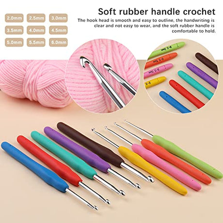 Pnytty Crochet Kit for Beginners, 107 Pcs Complete Beginners Crochet Kit Knitting Kit for Adults Including Yarn, Crochet Hooks, Plastic Large Eye Pnytty