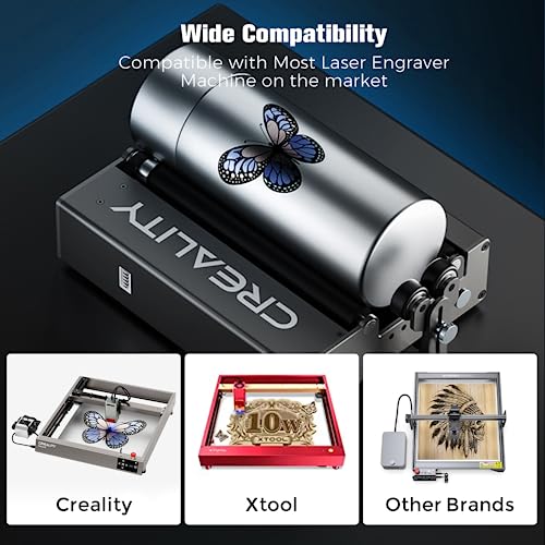 Laser Rotary Roller, Creality 360° Laser Engraver Y-axis Rotary Module for Engraving Curved Surface Objects, Diameter 5mm to 120mm Cylindrical & Creality