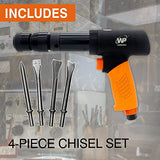 Air hammer,WP WORKPAD 270mm long barrel air chisel kit with 4pcs chisels with quick change retainer air chisel for shoveling and cutting WP WORKPAD