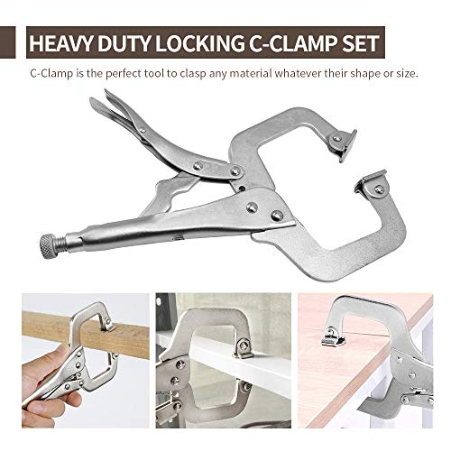 Anxingo 6 Pack Heavy Duty C-Clamp Locking Pliers Set 6” C-Clamps with Swivel Pads for Craftsmen Home Workshop Anxingo