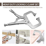 Anxingo 6 Pack Heavy Duty C-Clamp Locking Pliers Set 6” C-Clamps with Swivel Pads for Craftsmen Home Workshop Anxingo