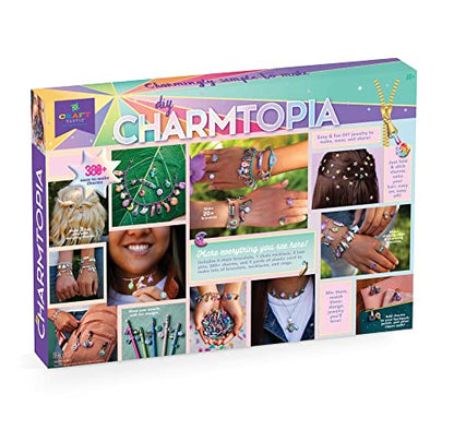 Craft-tastic — DIY Charmtopia — Craft Kit — Fun & Easy DIY Puffy Sticker Charms — Includes Materials to Design Bracelets, Necklaces, Hair Pins, Rings - WoodArtSupply