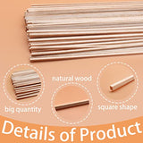 Benvo 100 Pieces Balsa Wood Sticks Square Wooden Dowels Unfinished Hardwood Strips Natural Long Woodcraft Sticks Batons for DIY Crafts Model Making Benvo