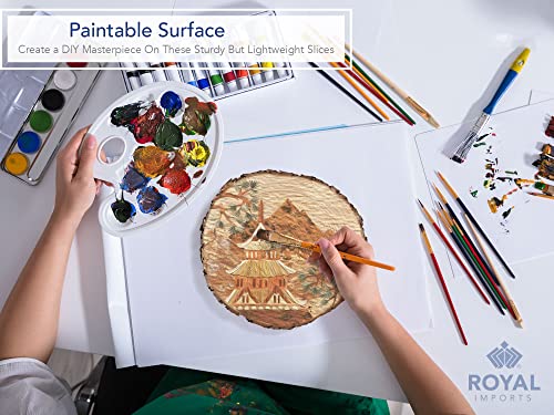 Royal Imports Round Wood Slices Discs, 9"-11" Large, Natural Unfinished Wooden Tree Bark Slabs for DIY Arts & Crafts, Rustic Table Centerpiece, Royal Imports