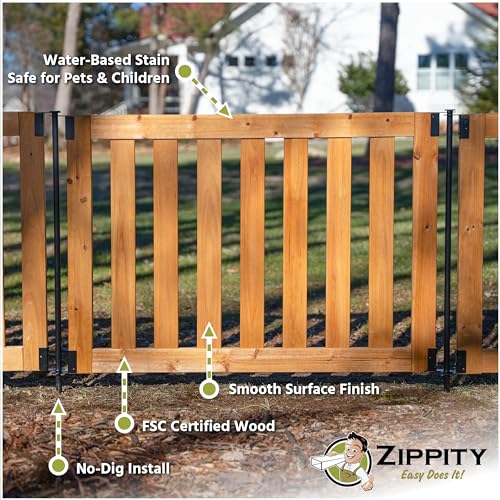 Zippity Outdoor Products ZP19075 Newberry Wood Fence Panel Kit, Perfect as a Small Dog Fence or Decorative Garden Fence, No Dig Install, 48” W x 32”