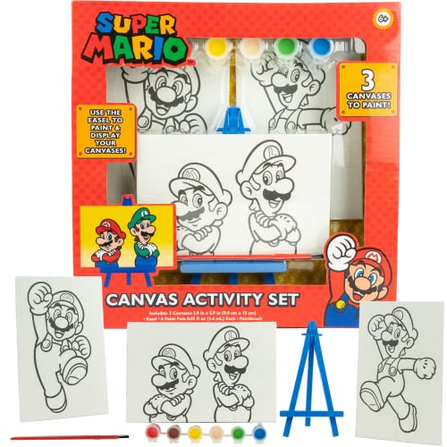 Innovative Designs Super Mario Canvas Paint Set for Kids with 3 Canvases, Acrylic Paint Innovative Designs