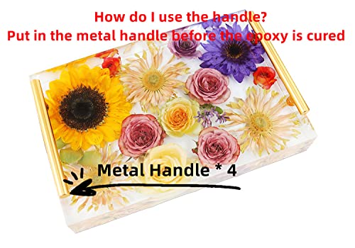 JEYUQAXY Large Silicone Tray Molds for Resin, 13.5"X9.5" Deep Rectangle Epoxy Tray Molds with 4pcs Gold & Silver Handles, Resin Table Mold for River JEYUQAXY