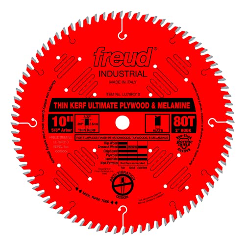 Freud LU79R010: 10" Thin Kerf Ultimate Plywood & Melamine Blade - WoodArtSupply