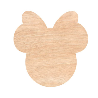 TA Creative Education Unfinished Laser Wood Cutout for Crafts - Minnie Mouse Laser Cut Unfinished Wood Shapes Craft Supply DIY - D120 Various Size,