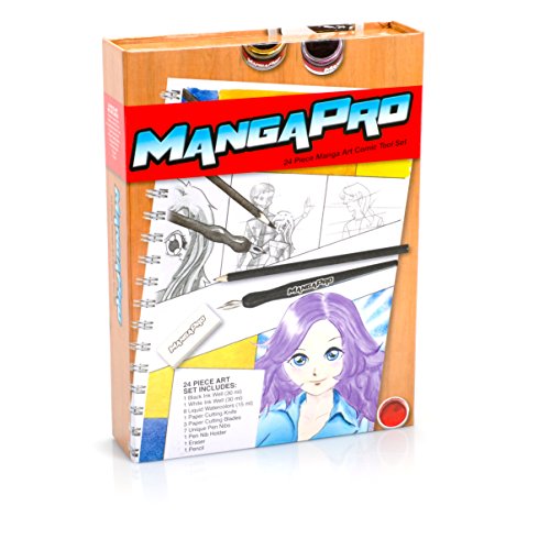 Sculpt Pro Premium Art Drawing Set-24 pc Manga Anime Animation Sketch & Comic Cartoon Tools Kit w Ink, Watercolors, Knives, Pen, Nibs, Eraser, and Sculpt Pro