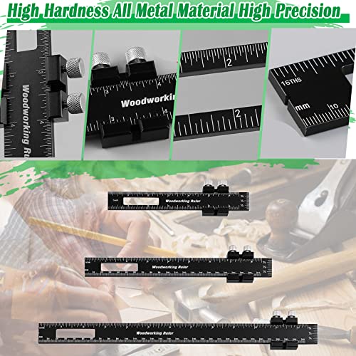 Woodworking Ruler Precision Pocket Rule - 12, 8, 6 Inch Metal Slide Stop Marking Ruler Metric Inch Measuring Wood Working Scribing Rulers Measure vicrays