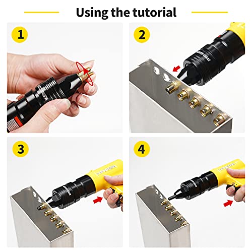 HIFESON Pneumatic Rivet Nut Gun with 1/4 & 5/16 & 3/8 Self-Locking Head Gun,Quick-Change Mandrels,Industrial Grade Adjustable Speed Air Rivnut Gun - WoodArtSupply