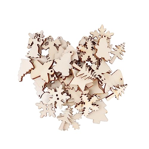 TEHAUX 100PCS Natural Unfinished Wood Slices Christmas Rustic Decor Unfinished Christmas Ornaments Unfinished Wood Crafts Centerpieces Rustic Wood TEHAUX