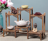 NWFashion Chinese Wooden Assemble Display Stand Symmetric Short Floor Curio Cabinets Shelf (1) NWFashion