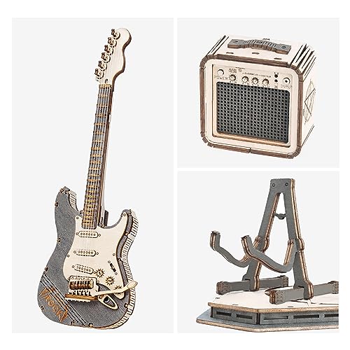Rowood 3D Puzzles for Adults, DIY Wooden Model Kit for Adults to Build, STEM Electric Guitar Desk Toy Project for Kids, Birthday RoWood