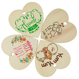 obmwang 50 Pieces 3" Natural Heart Wood Slices, DIY Wooden Ornaments Unfinished Predrilled Wooden Heart Embellishments with Natural Twine for obmwang