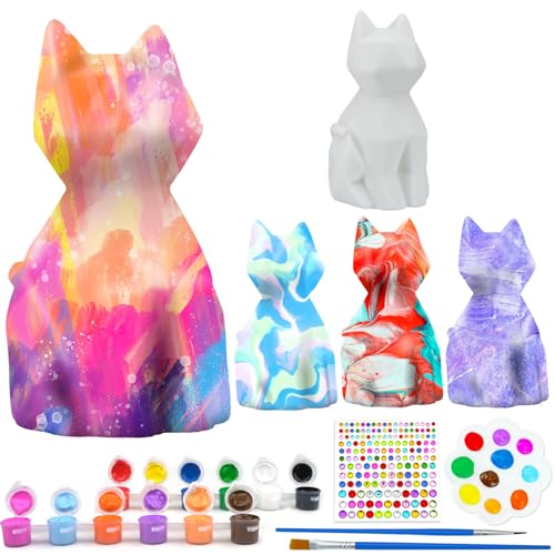 HAPMARS Paint Your Own Cat Lamp Kit 1pcs, DIY Geometric Cat Art Craft Painting Kits for Girls Boys, Girl Boy Crafts for Kid Age 4 5 6 7 8 9 10 11