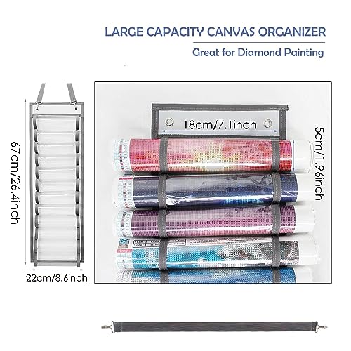 Chemlliy Vinyl Roll Holder 12 Compartments Vinyl Storage Organizer Hanging Vinyl Storage Rack Craft Vinyl Roll Organizer Wall Mount - WoodArtSupply