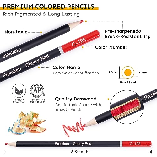 180 Colored Pencils Set for Adult Coloring Books, Artist Pencils