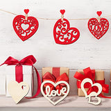 45 Pieces Valentine Wooden Cutouts Wood Heart Cutouts Ornaments Unfinished Heart Wood Slices Wood Cupid Shape Slices with 45 Pieces Hemp Rope for Maitys