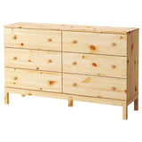 ATAADINE TARVA 6-Drawer Chest, Pine, 59 1/2x36 1/4" Natural Pine Wood Home Bedroom Dorm Furniture Unfinished ATAADINE