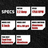 BUCKTOOL 6-Inch 1/3HP Low-Speed Bench Grinder, High Precision Wobble-free Wheel Grinder, TLG-150S Bucktool