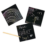 Colorations Scratch Art Kit, 125 Mini Notes, Arts & Crafts, for Kids, 3.25 inch x 3.25 inch Notes, Desktop Dispenser Colorations