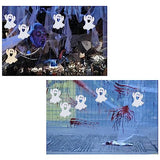 Ghost Wooden Halloween Blank Wood with Twines Art Unfinished Ornaments for Christmas Wedding Birthday Party Halloween Thanksgiving Day Decoration Zontween