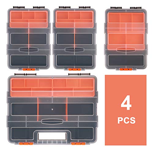 CASOMAN Hardware & Parts Organizers, 4 Piece Set Toolbox, Compartment Small Parts Organizer, Versatile and Durable Storage Tool Box - WoodArtSupply