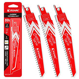 EZARC Carbide Reciprocating Saw Blades 6-Inch, Endurance Sabre Saw Blade Set for Hard Wood and Metal Demolition 6TPI, 3-Pack R656HM EZARC