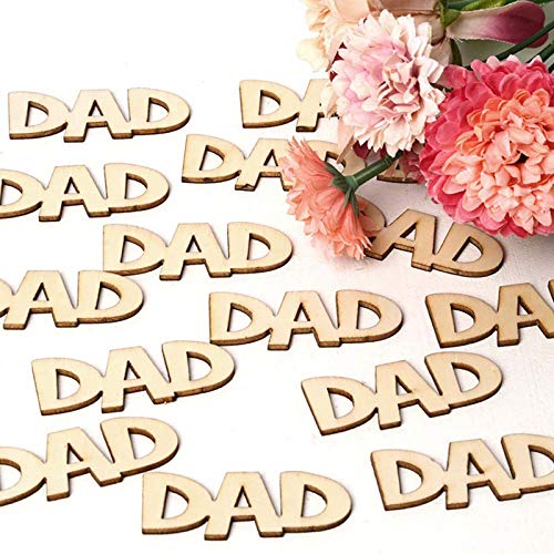 30 Pcs Little DAD Wood Crafts DIY Cutout Wooden Slices Embellishments Gift Unfinished Wood Ornaments for Happy Father's Day Daddy's Birthday Party Creaides