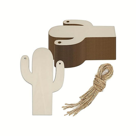 30 Pack 4 Inch Wood Cactus Cutouts Crafts Unfinished Wooden Cactus Hanging Ornaments DIY Cactus Craft Gift Tags for Home Party Decoration Craft Xonzmmk