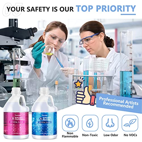 Teexpert Crystal Clear Epoxy Resin Kit 1 Gallon Self-Leveling Coating and Casting Resin, High-Gloss & Bubbles Free Resin and Hardener Kit for DIY Teexpert