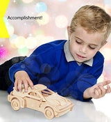 Puzzled Bundle of Cars: F-20, P911, and Race Car Wooden 3D Puzzles Construction Kits - Fun & Educational DIY Racing Toys, Assemble Model Unfinished Puzzled