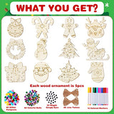 MGParty 60Pcs DIY Wood Slices, Wooden Christmas Ornaments Bulk for Crafts, Unfinished Paintable Wooden Hanging Decorations, Wood Kit for Crafts with MGparty