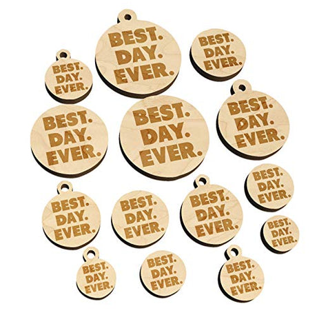 Best Day Ever Bold Text Mini Wood Shape Charms Jewelry DIY Craft - 16mm (22pcs) - with Hole Sniggle Sloth