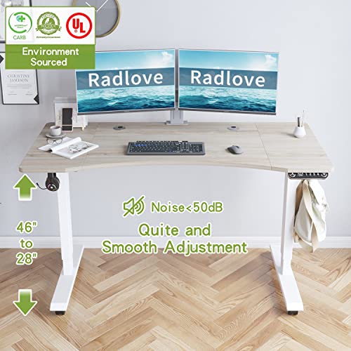 Radlove Electric Standing Desk, 55 x 30 Height Adjustable Computer Desk Sit Stand Desk Home Office Desks with Splice Board and A Under Desk Cable Radlove