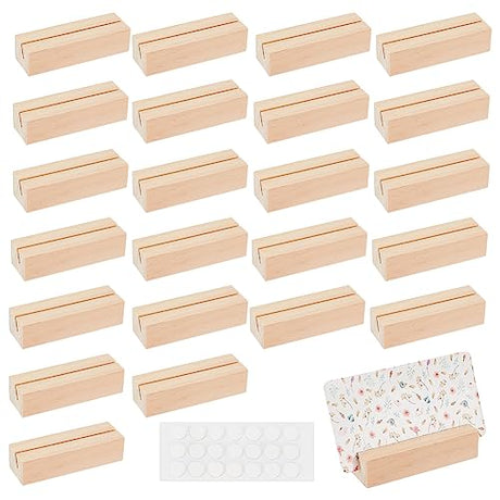 OLYCRAFT 20PCS Wood Place Card Holders Wood Name Card Holder Table Number Stands for Wedding Party Events Decoration Double Side Display Mini OLYCRAFT