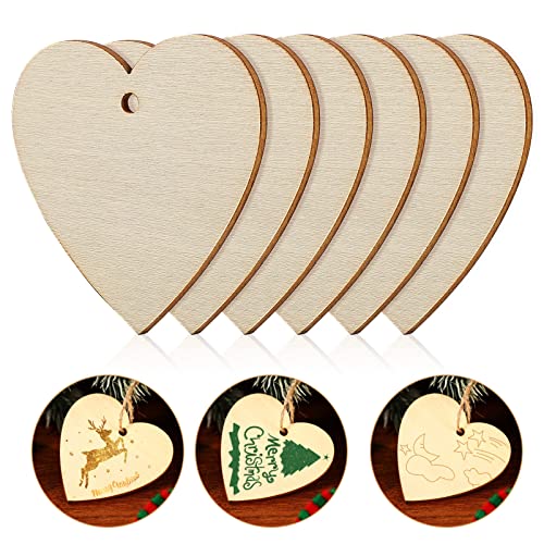 50PCS Wood Hearts for Crafts, Unfinished Wooden Heart Cutout Shape