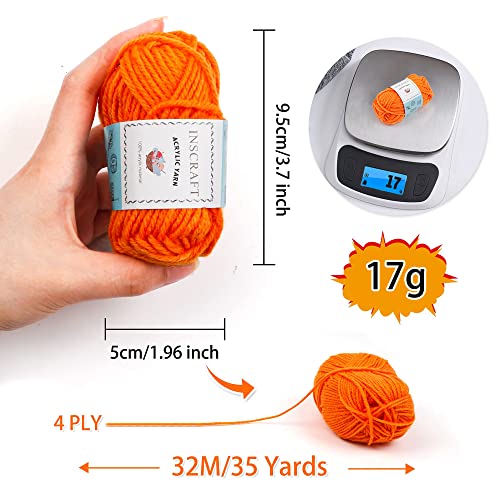 INSCRAFT 62 Acrylic Yarn Skeins, 2170 Yards Yarn for Knitting and Crochet, Includes 2 Crochet Hooks,2 Weaving Needles,10 Stitch Markers, Perfect INSCRAFT