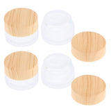 Healthcom 10 Pcs 5 Grams/5 ML Empty Frosted Glass Cream Jars Bottle Vials with Wood Grain Lid Lotion Jars Cosmetic Comtainers Refillable Glass Cream Healthcom
