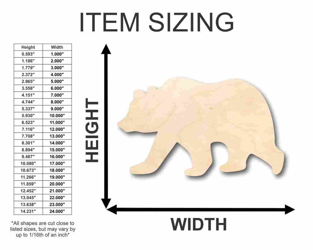 Unfinished Wood Grizzly Bear Shape - Animal - Craft - up to 24" DIY 8" / 1/4" 24 Hour Crafts