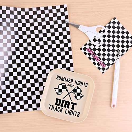 Tintnut Chessboard Permanent Vinyl Roll - 12 inch x 5ft, Checkered Racing Adhesive Vinyl Compatible with Cricut Machine, Black and White Permanent Tintnut