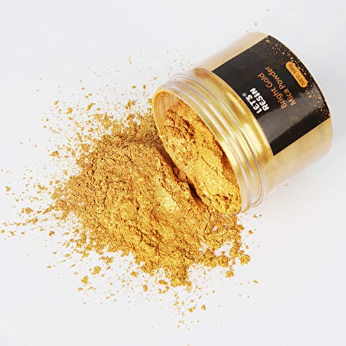 LET'S RESIN Gold Mica Pigment Powder, 3.5 Ounces/ 100 Grams Gold Mica Powder for Soap Making,Shimmer Resin Pigment Powder for Epoxy, Slime, Bath