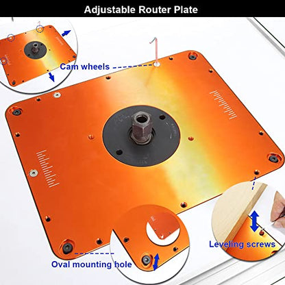 O'SKOOL Motorized Router Lift Systems for 3-1/2" Diameter Motors, 9-1/4'' x 11-3/4'' Plate 5-Piece Insert Ring Kit - WoodArtSupply