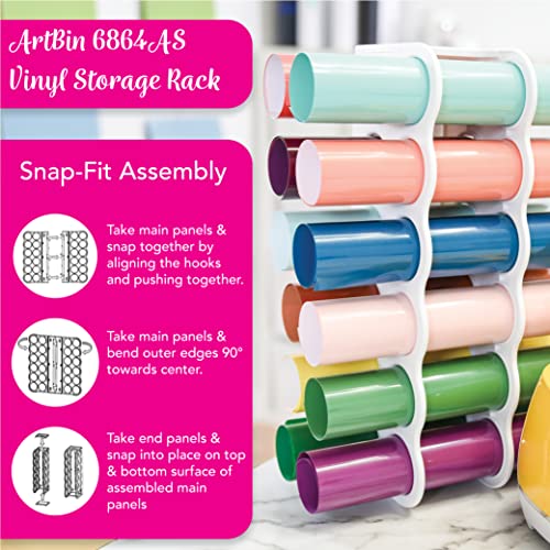 ArtBin 6864AS Vinyl Storage Rack, Stores 12 Vinyl Rolls, White - WoodArtSupply