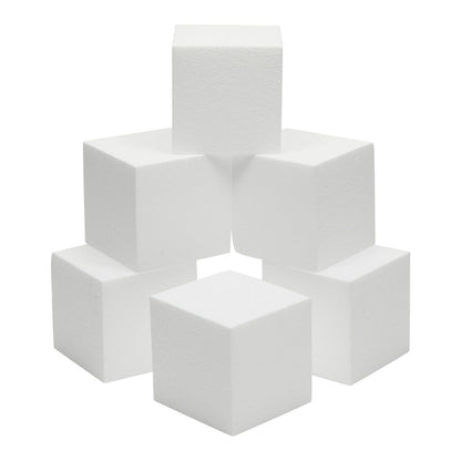 Juvale 6 Pack Foam Cube Squares for Crafts - Polystyrene Blocks for DIY, Floral Arrangements, Arts Supplies (4 x 4 x 4 in, White)