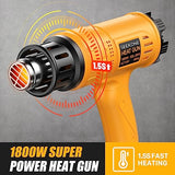 SEEKONE Heat Gun 1800W Hot Air Gun Variable Temperature Control for 2-Temp Settings 122℉~1202℉（50℃- 650℃） with 4 Nozzels for Crafts, Vinyl Wrap, SEEKONE