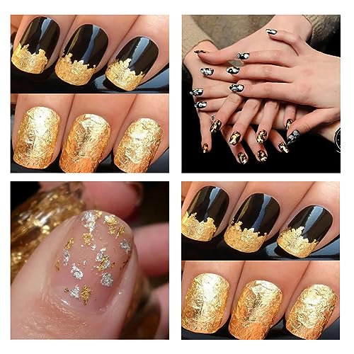 Gold Leaf Flakes 10 Grams,Gold Paper,Gold Leaves for Crafts,Gold Foil Flakes-Gold Leaf for Resin-Foil Craft Sheets-Gold Flakes for Crafts- Nail GGS GENIUS GOOD SUPPLIES