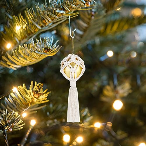 FREEBLOSS 4 Set DIY Macrame Christmas Ball Kit Macrame Christmas Ornaments Macrame Kit with Instructions for Beginners Macrame Hanging for Christmas - WoodArtSupply